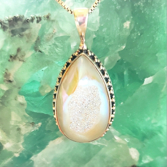 Sajen Jewelry - Sajen Angel Aura Window Druzy 925 Sterling Necklace